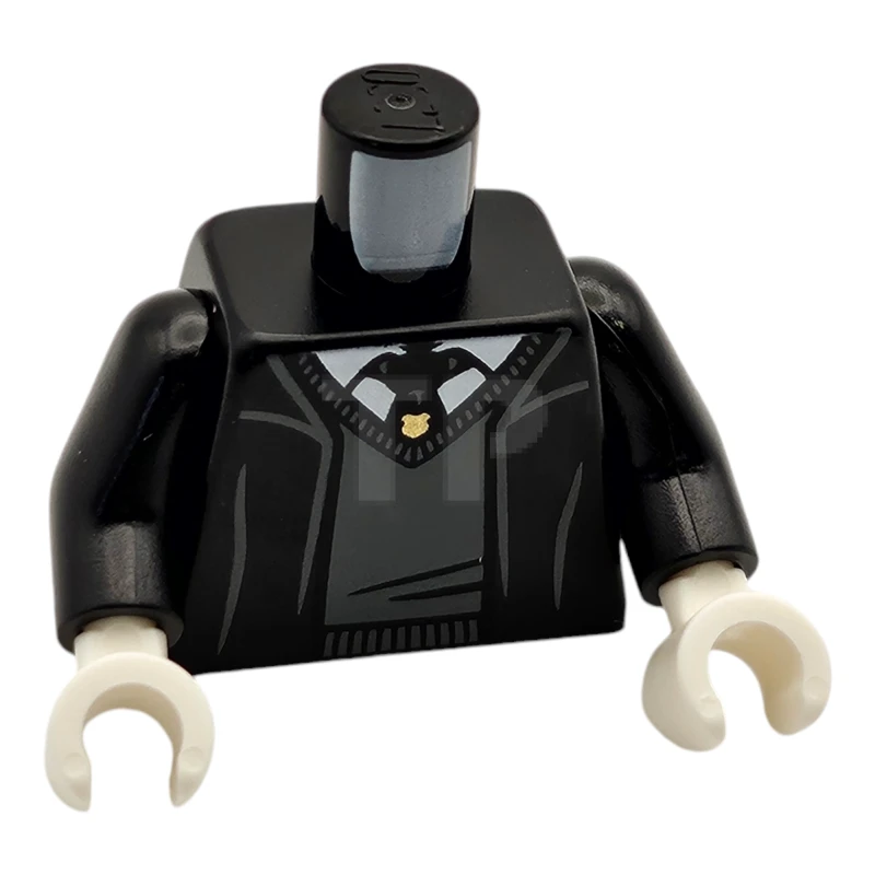 LEGO&reg; 6491466 - 973pb4420c04 - Torso Robe with Hood, Dark Bluish Gray Sweater, White Shirt and Hogwarts Crest Tie Pattern / Black Arms / White Hands