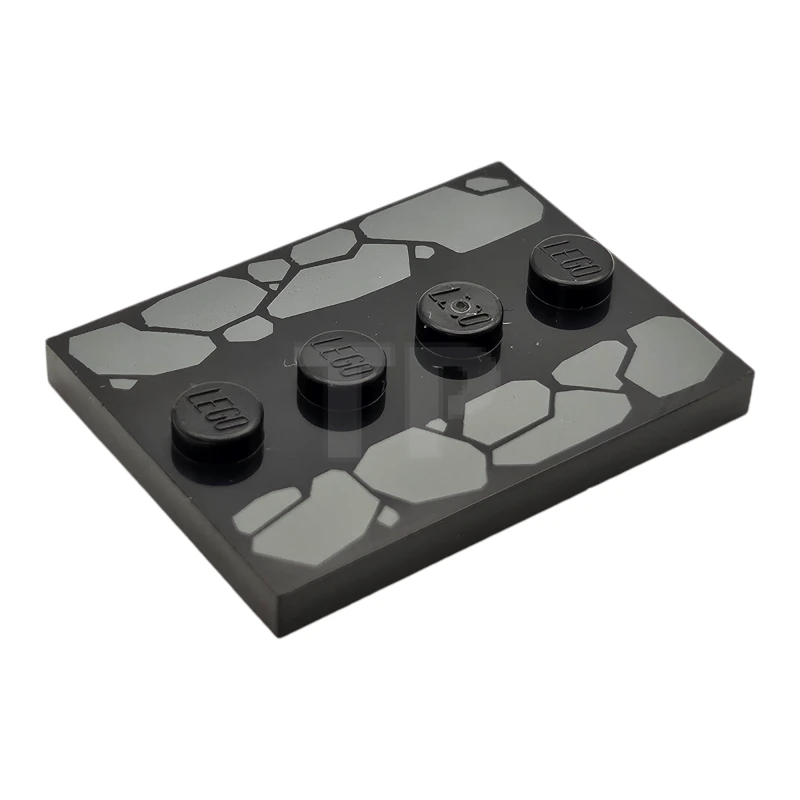 LEGO&reg; 6483329 - 88646pb013 - Tile, Modified 3 x 4 with 4 Studs in Center with Dark Bluish Gray Cobblestones Pattern