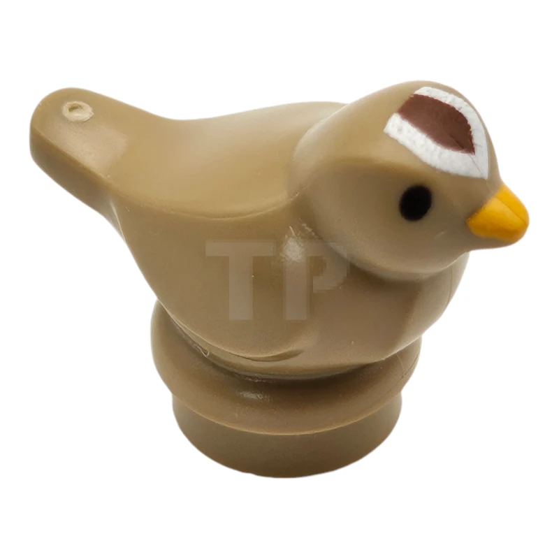 LEGO&reg; 6483284 - 41835pb03 - Bird, Small with Black Eyes, Bright Light Orange Beak and Reddish Brown and White Forehead Pattern