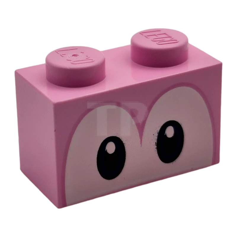 LEGO&reg; 6353864 - 3004pb206 - Brick 1 x 2 with Dark Blue and Black Eyes on White Background Pattern (Super Mario Yoshi)