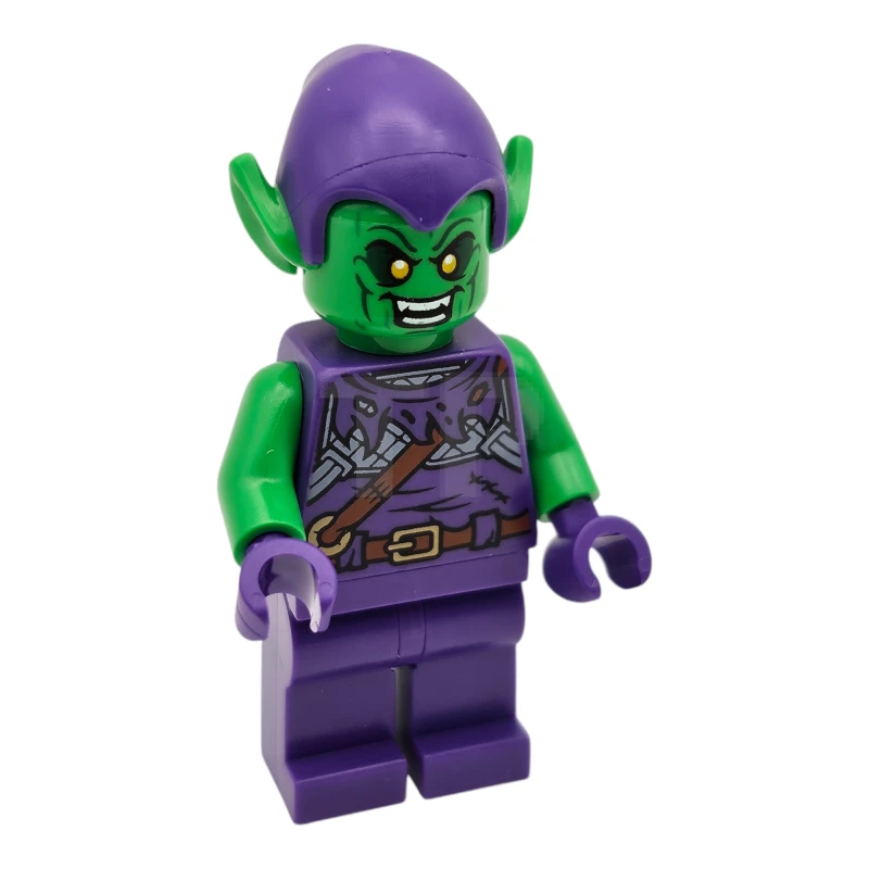 LEGO&reg; sh00813 Green Goblin - Bright Green Skin, Dark Purple Outfit, Small Yellow Eyes, Plain Legs