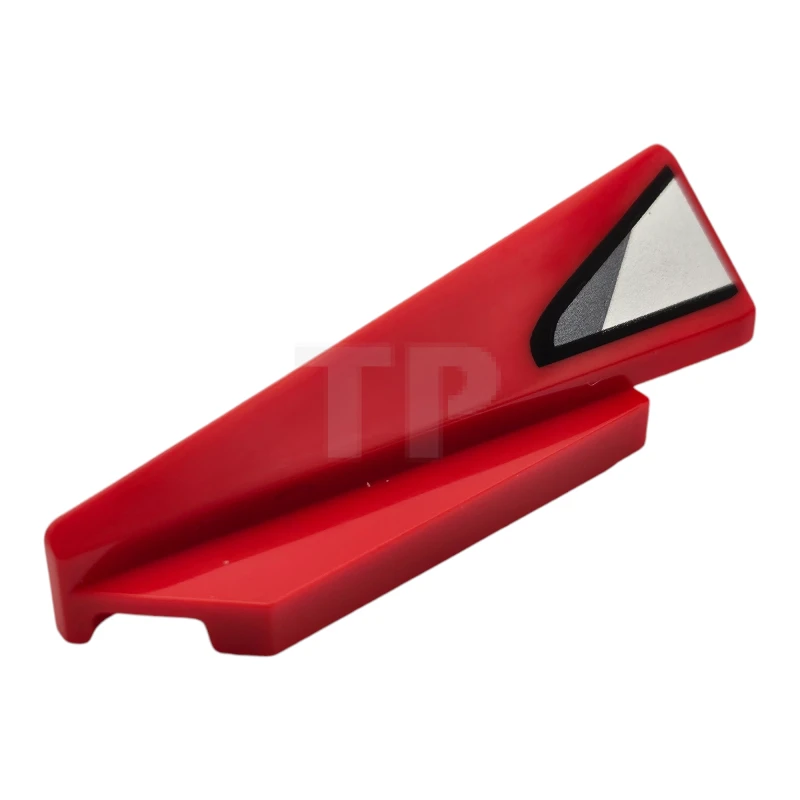 LEGO&reg; 6513789 - 3388pb03 - Wedge 5 x 1 x 1 1/3 with 4 x 1 Base Left with Silver and Dark Silver Shapes with Black Outline (Window Frame) Pattern