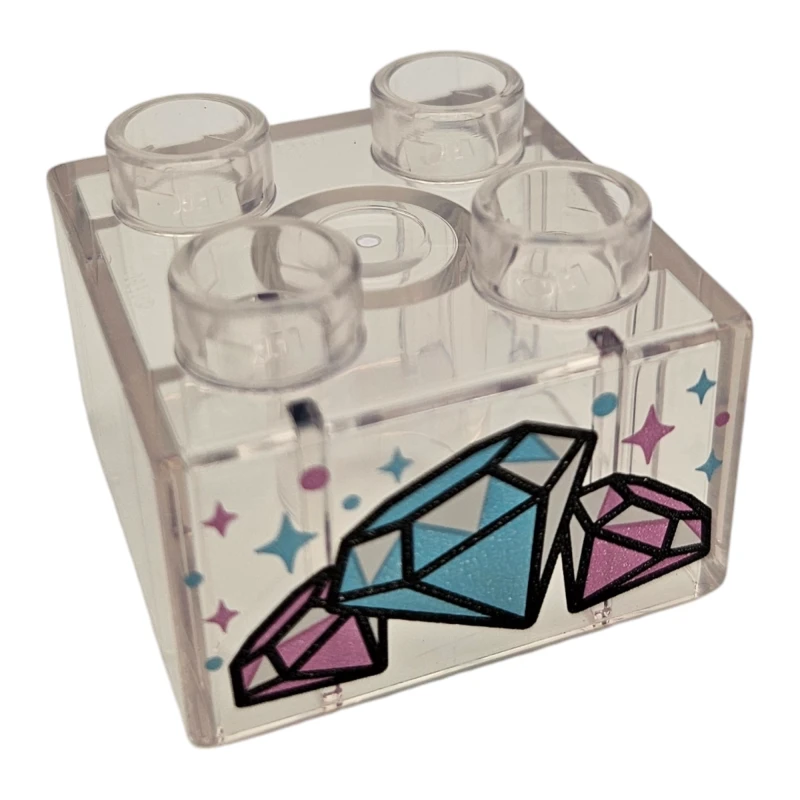 LEGO&reg; 6420802 - 3437pb119 - DUPLO Brick 2 x 2 with Diamonds, Sparkles and Dots Pattern