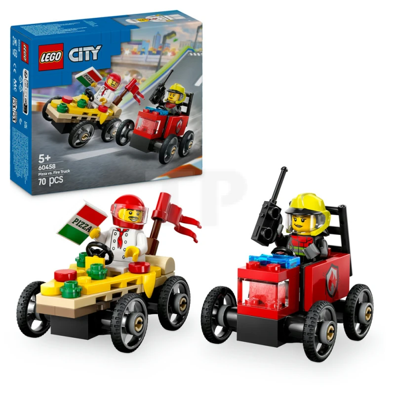LEGO&reg; 60458 Pizza vs. Fire Truck Race Car Pack