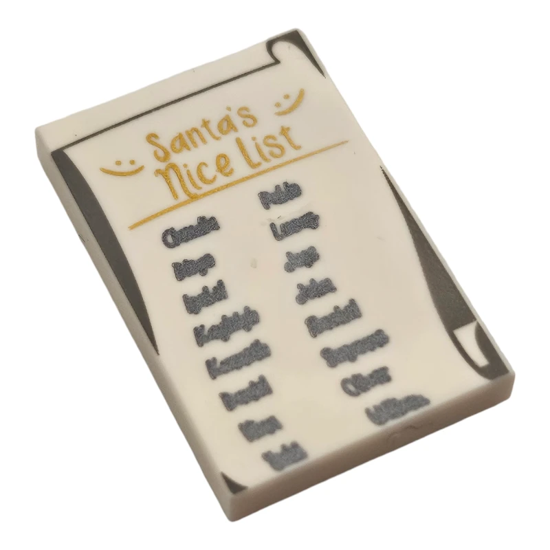 LEGO&reg; 6358188 - 26603pb183 - Tile 2 x 3 with 'Santa's Nice List' Names Pattern