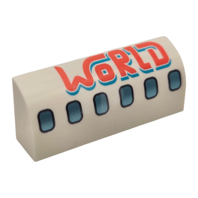 LEGO&reg; 6191pb039 - 6489655 - Slope 1 x 4 x 1 1/3 Curved with Airplane Windows and 'WORLD' Pattern