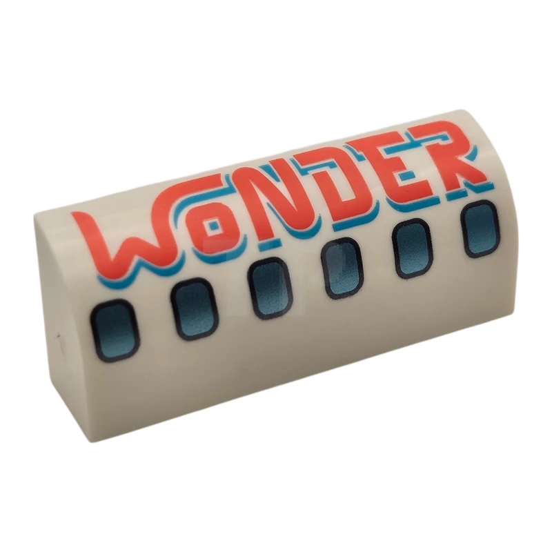 LEGO&reg; 6191pb040 - 6489656 - Slope 1 x 4 x 1 1/3 Curved with Airplane Windows and 'WONDER' Pattern
