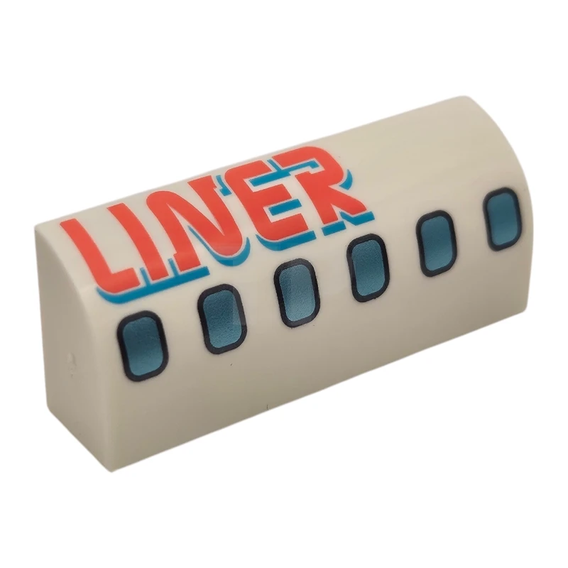 LEGO&reg; 6191pb041 - 6489657 - Slope 1 x 4 x 1 1/3 Curved with Airplane Windows and 'LINER' Pattern