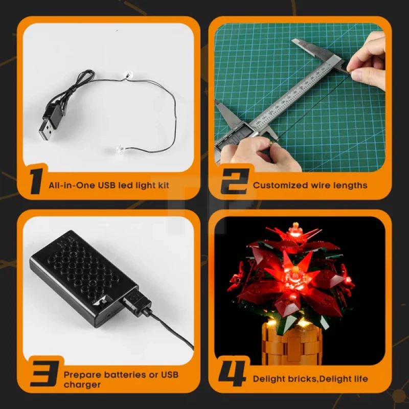 Light kit for LEGO® 10370 Poinsettia