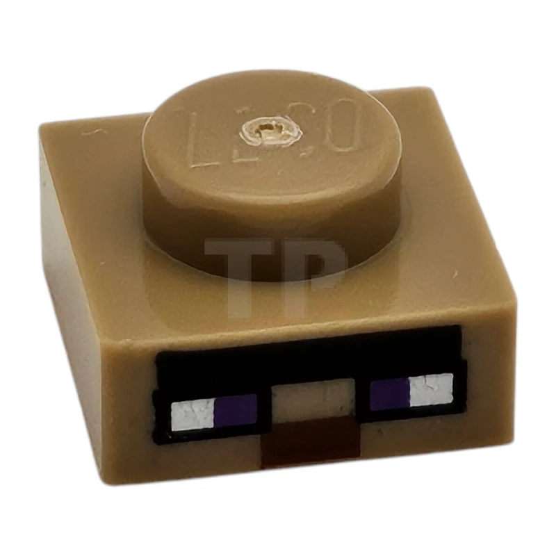 LEGO&reg; 6481523 - 3024pb030 - Plate 1 x 1 with Dark Purple and White Squares, Black and Reddish Brown Rectangles Pattern (Minecraft Micromob Witch Face)