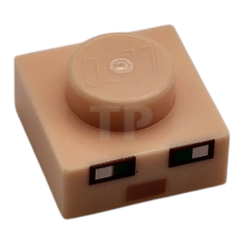 LEGO&reg; 6481520 - 3024pb032 - Plate 1 x 1 with Green and White Squares, Dark Brown and Nougat Rectangles Pattern (Minecraft Micromob Alex Face)