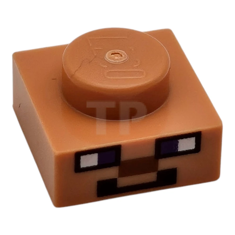 LEGO&reg; 6481519 - 3024pb028 - Plate 1 x 1 with Dark Purple and White Squares, Dark Orange Rectangle and Pixelated Dark Brown Smile Pattern (Minecraft Micromob Steve Face)