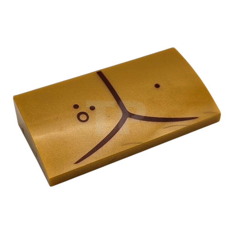 LEGO&reg; 6488479 - 88930pb178 - Slope, Curved 2 x 4 x 2/3 with Bottom Tubes with Reddish Brown Curved Lines and Dots Pattern