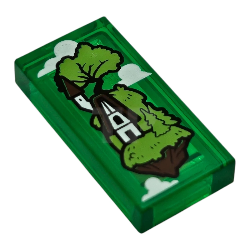 LEGO&reg; 6487074 - 3069pb1280 - Tile 1 x 2 with Island and Cottage Pattern