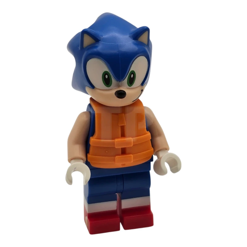 LEGO&reg; son024 Sonic the Hedgehog - Light Nougat Face and Arms, Grin to Left, Orange Life Jacket