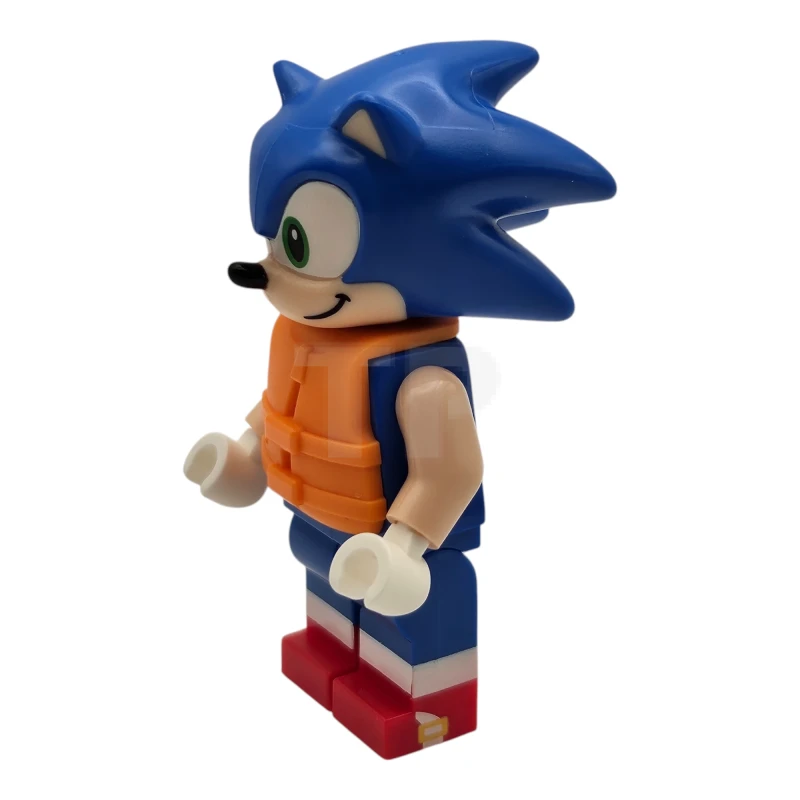 LEGO&reg; son024 Sonic the Hedgehog - Light Nougat Face and Arms, Grin to Left, Orange Life Jacket