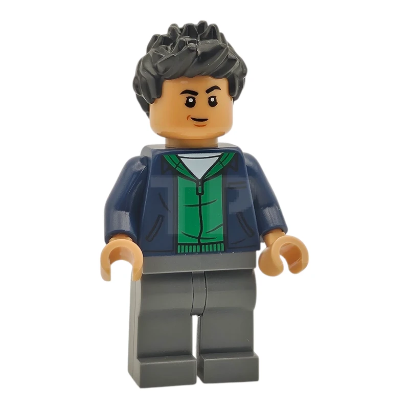 LEGO&reg; jw124 Kenji Kon - Dunkelblaue Jacke über grünem Kapuzenpulli, dunkelbläulich-graue Beine