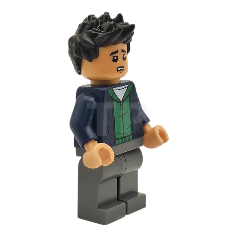 LEGO&reg; jw124 Kenji Kon - Dunkelblaue Jacke über grünem Kapuzenpulli, dunkelbläulich-graue Beine