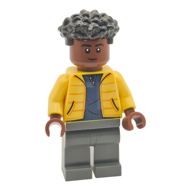 LEGO&reg; jw125 Darius Bowman - Gelbe Jacke über dunkelblauem Hemd, dunkelbläulich-graue Beine