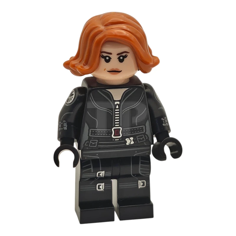 LEGO&reg; sh0922 Black Widow - Black Jumpsuit, Dark Orange Short Hair, Printed Legs, Printed Arms