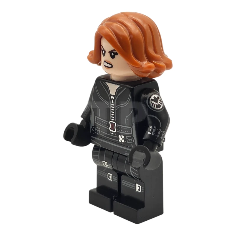 LEGO&reg; sh0922 Black Widow - Black Jumpsuit, Dark Orange Short Hair, Printed Legs, Printed Arms