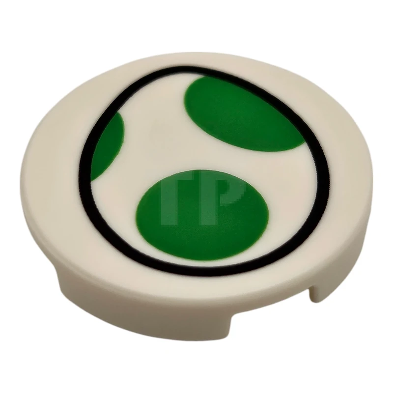 LEGO&reg; 6523130 - 14769pb731 - Tile 2 x 2 Round with Bottom O and Egg Pattern (Super Mario Yoshi Logo)