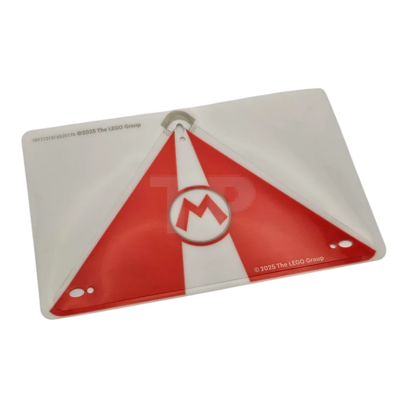 LEGO&reg; 6556850 - 111213 - Plastic Sail 15 x 10 with Red and White Triangles and Super Mario Capital Letter M in Circle Pattern