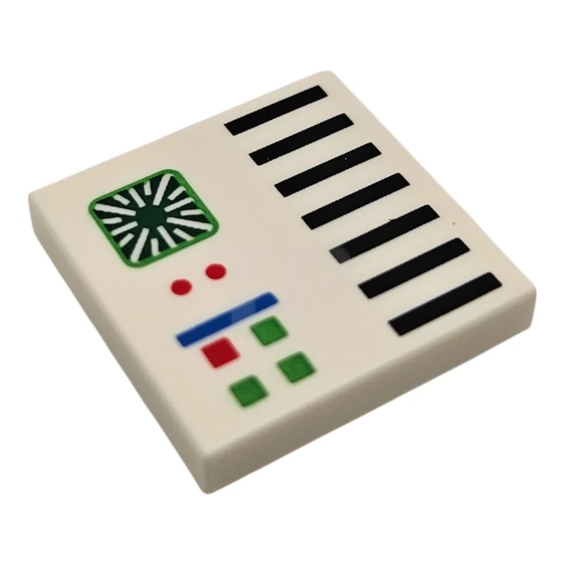 LEGO&reg; 6428485 - 3068pb2031 - Tile 2 x 2 with Computer Panel with Dark Green Screen and Bright Green, Red, Blue and Black Lights, Buttons, and Grille Lines Pattern