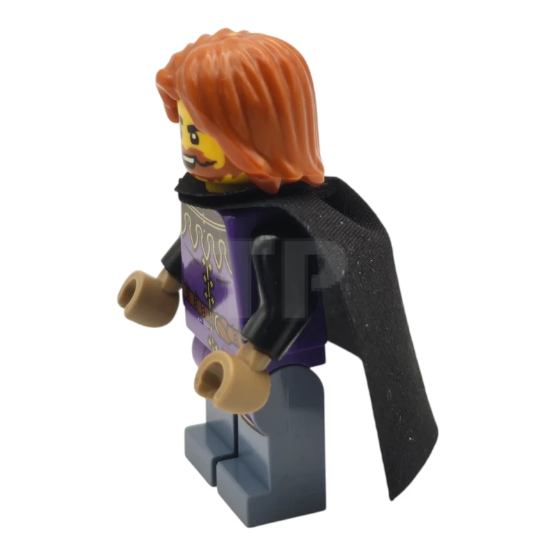 LEGO&reg; cas588 Belastinginner van de koningin - Donkerpaarse mantel, zandblauwe benen, zwarte kap, donkeroranje haar