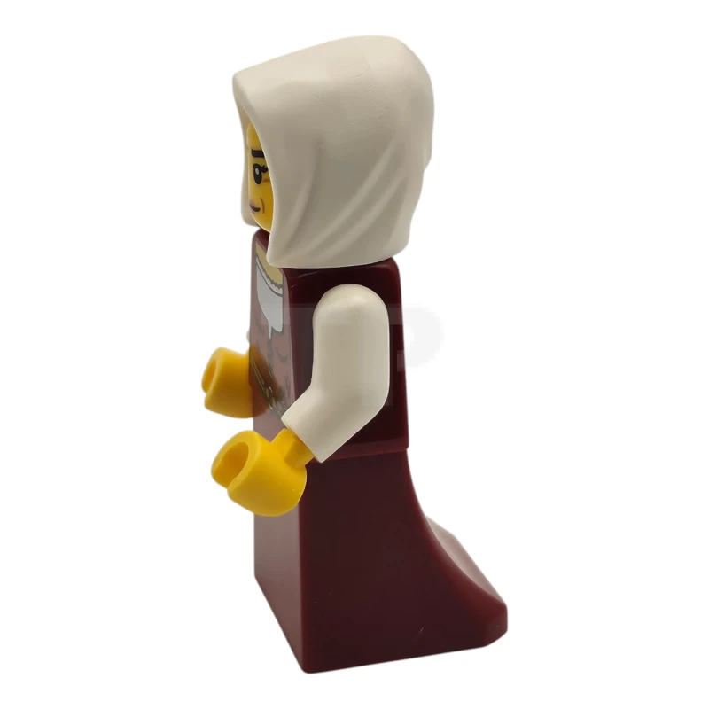 LEGO&reg; cas586 Innkeeper - Female, Dark Red Dress, White Hood