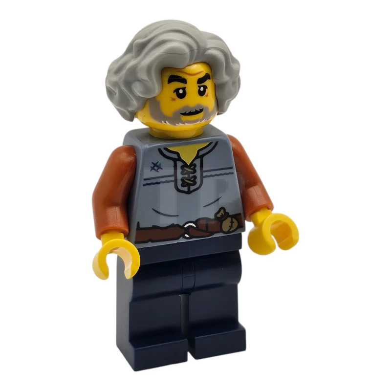 LEGO&reg; cas583 Gobelinweber - Sandblaue Weste, dunkelblaue Beine, hellbläulich-graues gewelltes Haar