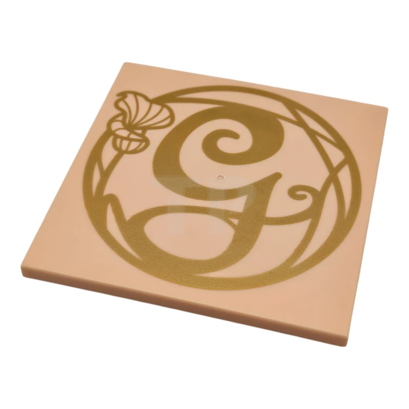 LEGO&reg; 6510426 - 10202pb062 - Tile 6 x 6 with Bottom Tubes with Gold Script Capital Letter G and Flower Pattern