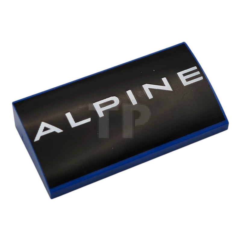 LEGO&reg; 88930pb183 - 6531008 - Slope, Curved 2 x 4 x 2/3 with Bottom Tubes with White 'ALPINE' on Black Background Pattern