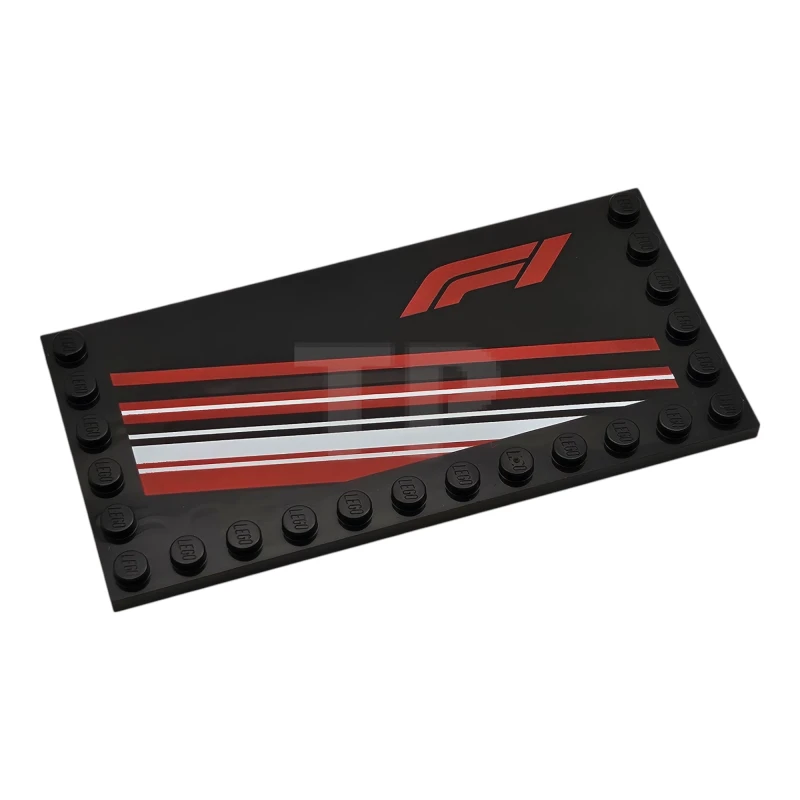 LEGO&reg; 6531131 - 6178pb047 - Tile, Modified 6 x 12 with Studs on Edges with Arrows, Red and White Diagonal Stripes Pattern