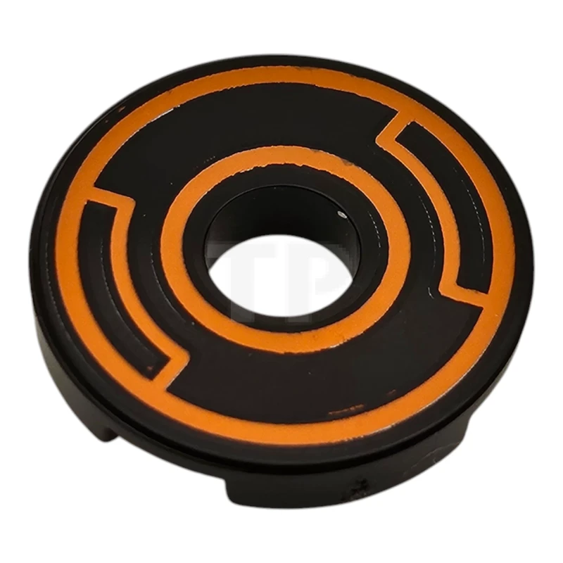 LEGO&reg; 6531997 - 15535pb16 - Carreau 2 x 2 rond avec trou et motif de cercles concentriques.