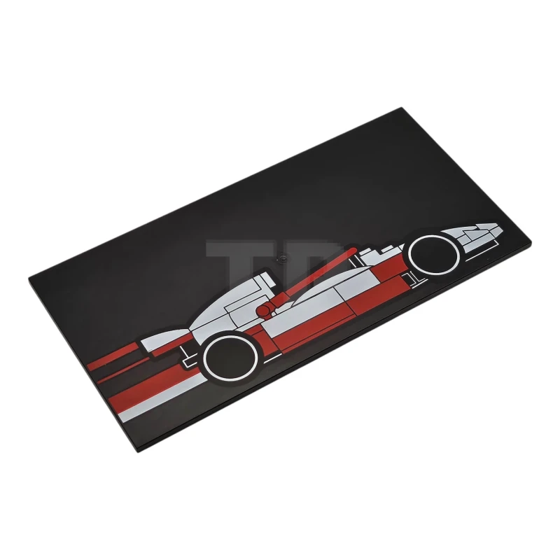 LEGO&reg; 90498pb54R - 6557978 - Tile 8 x 16 with Bottom Tubes, Textured Surface with Red and White LEGO Formula 1 Race Car Profile Pattern Model Right Side