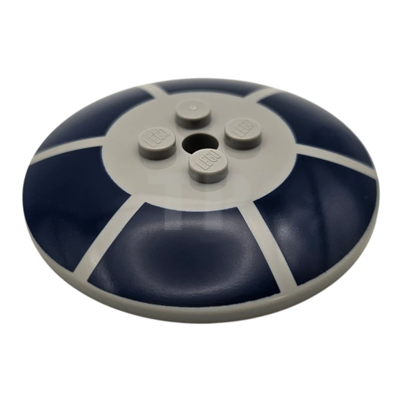 LEGO&reg; 6484085 - 44375bpb23 - Dish 6 x 6 Inverted (Radar) - Solid Studs with 6 Dark Blue Arcs Pattern (SW R2-D2 Astromech Droid Top)