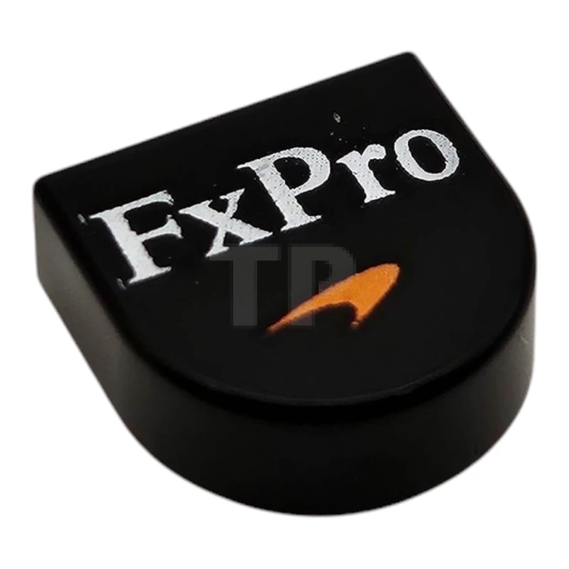 LEGO&reg; 6472230 - 24246pb051 - Tile, Round 1 x 1 Half Circle Extended with White 'FxPro' and Orange McLaren Logo Pattern