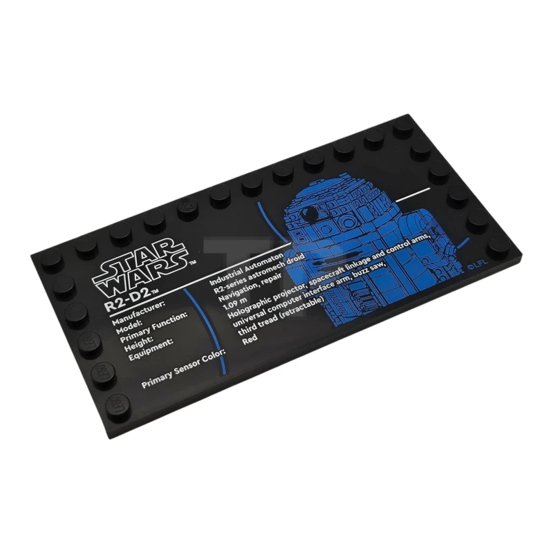 LEGO&reg; 6484086 - 6178pb043 - Tile, Modified 6 x 12 with Studs on Edges with Star Wars Logo and 'R2-D2' Pattern