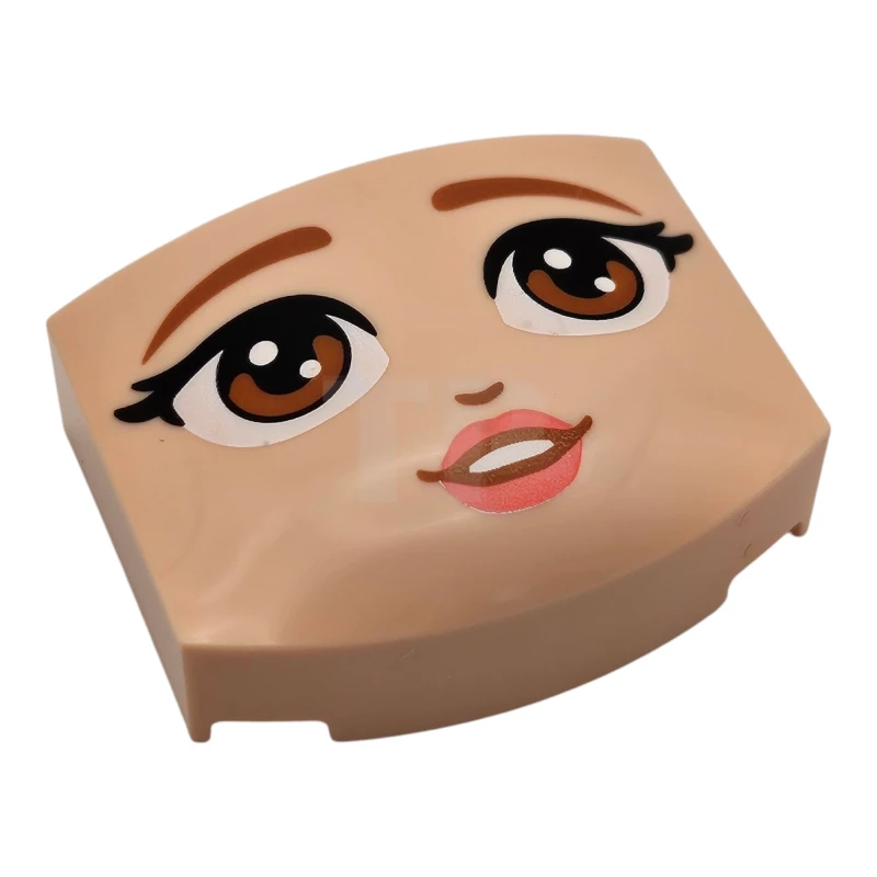 LEGO&reg; 6510384 - 5787pb003 - Wedge 3 x 4 x 1 1/3 Triple Curved No Studs with Sienna Eyebrows and Eyes, Nose and Coral Lips Pattern (Wicked Glinda Face)