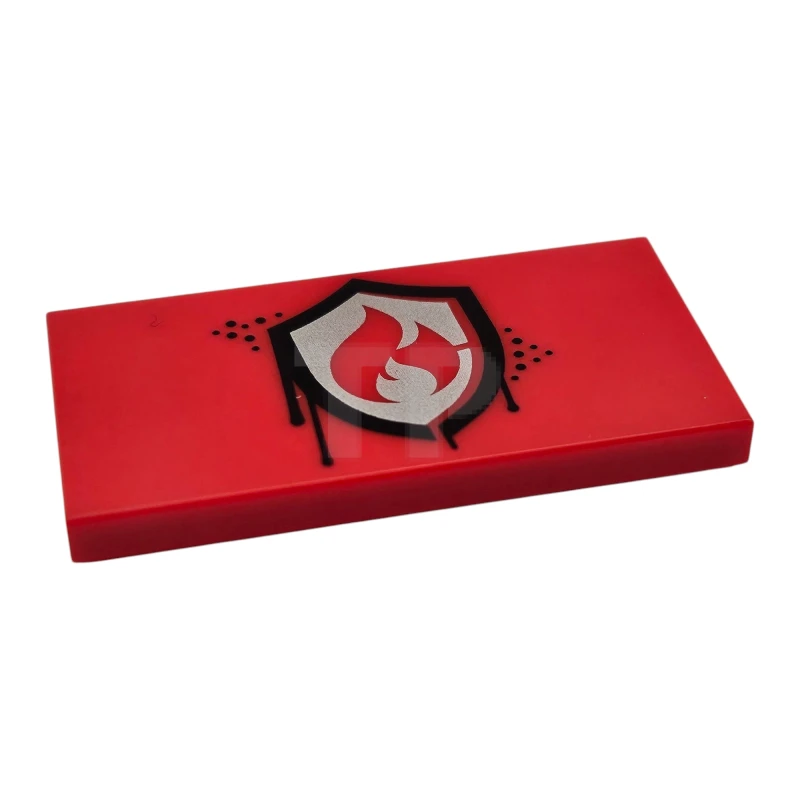 LEGO&reg; 6526729 - 87079pb1494 - Tile 2 x 4 with Fire Badge and Dripping Paint Pattern