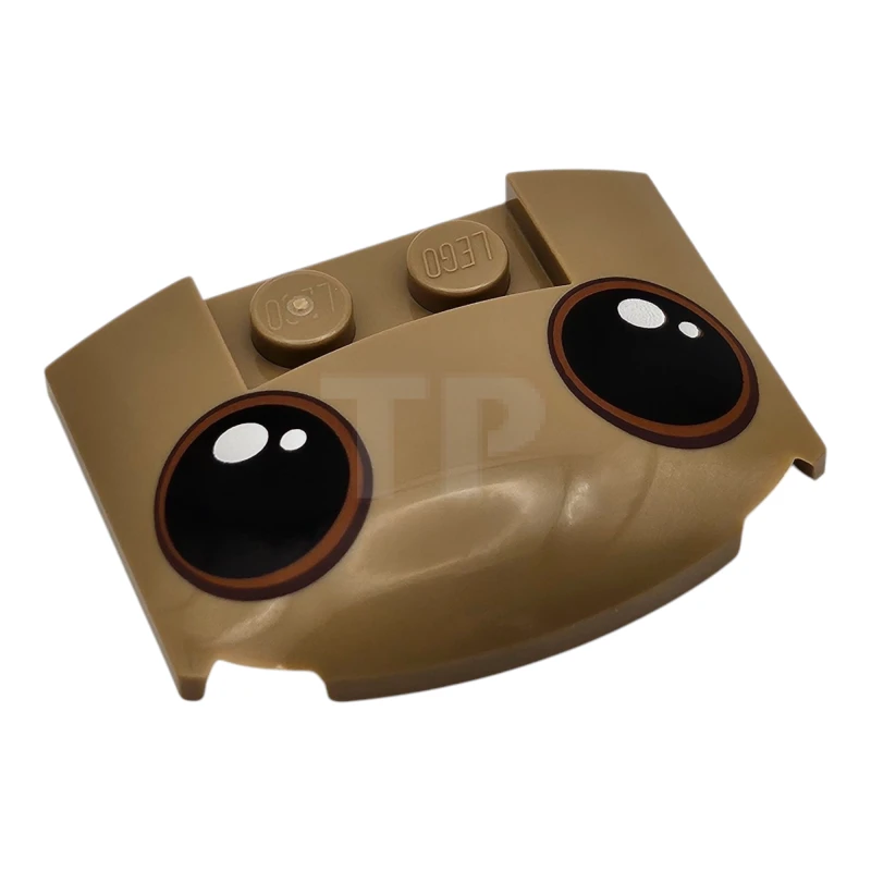 LEGO&reg; 6488073 - 93604pb23 - Wedge 3 x 4 x 2/3 Triple Curved with Black Eyes with Dark Brown and Dark Orange Iris Outlines and White Glints Pattern (Dancing Groot)