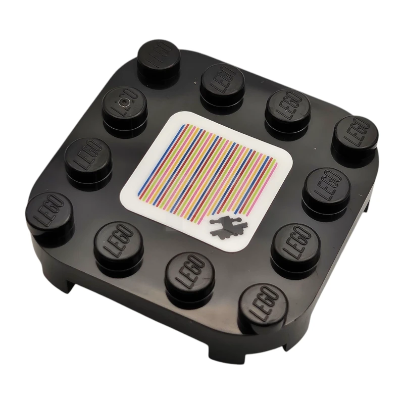 LEGO&reg; 6505114 - 66792pb012 - Plate, Modified 4 x 4 with Rounded Corners and 4 Feet with Super Mario Scanner Code Handcar Pattern (Sticker) - Set 71437