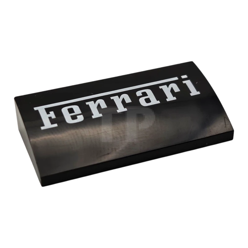 LEGO&reg; 6521218 - 88930pb190 - Slope, Curved 2 x 4 x 2/3 with Bottom Tubes with White 'Ferrari' Pattern