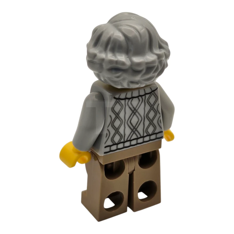 LEGO&reg; hol326 Lodge Eigenaar - Vrouw, Licht Blauwachtig Grijs Gebreid Vest met Kabel, Donkerbruine Benen met Zakken, Golvend Haar