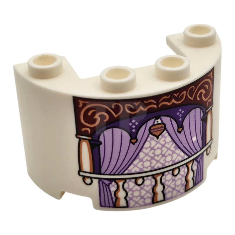 LEGO&reg; 24593pb17 - 6453945 - Cylinder Half 2 x 4 x 2 with 1 x 2 Cutout with Balcony and Curtains Pattern