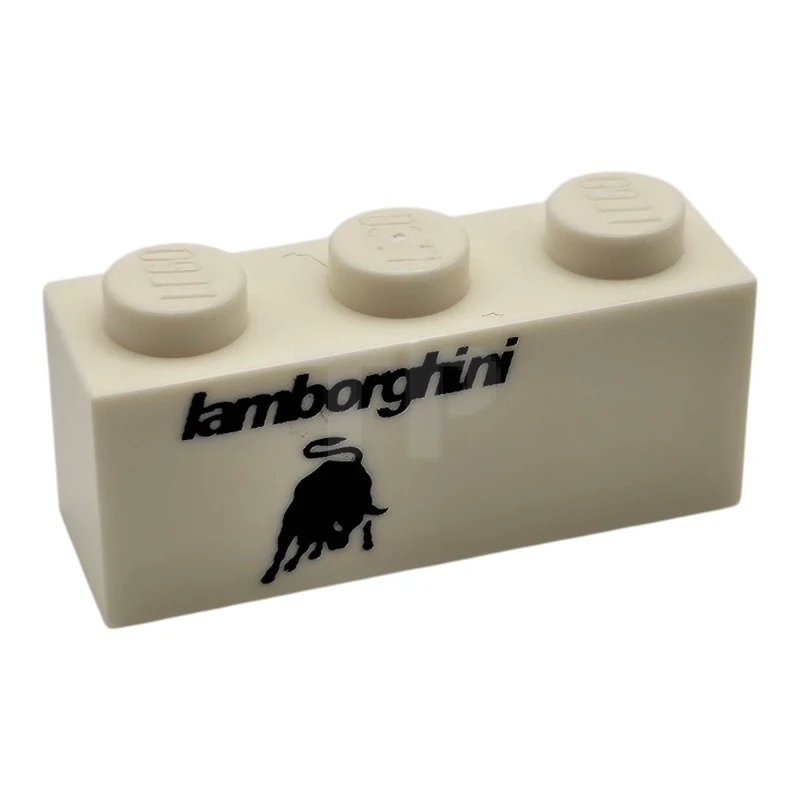 LEGO&reg; 6490700 - 3622pb155L - Brick 1 x 3 with Black 'lamborghini' and Bull Logo Pattern