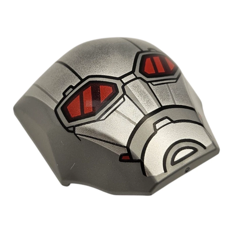 LEGO&reg; 6526594 - 85834pb08 - Large Figure Armor, Smooth with 2 x 2 Round Brick Attachment with Silver Armor Plates, Glasses with Red Lenses and Dark Red Reflections, Black Lines on Forehead (Ant-Man Head)