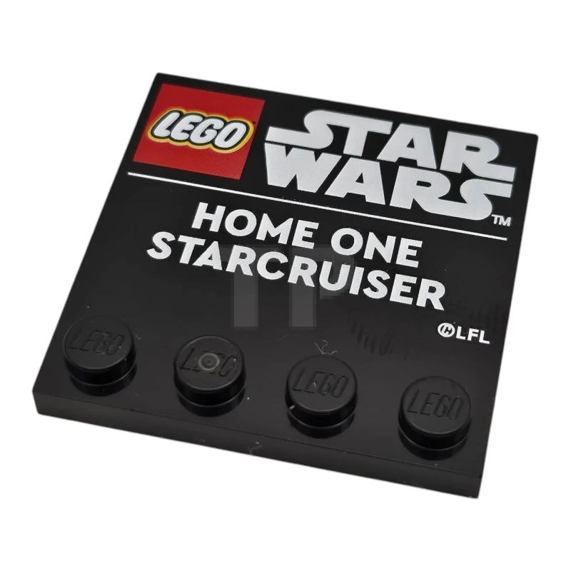 LEGO&reg; 6524569 - 6179pb256 - Tile 4 x 4 with Studs on Edge LEGO Star Wars Logo and 'HOME ONE STARCRUISER' Pattern