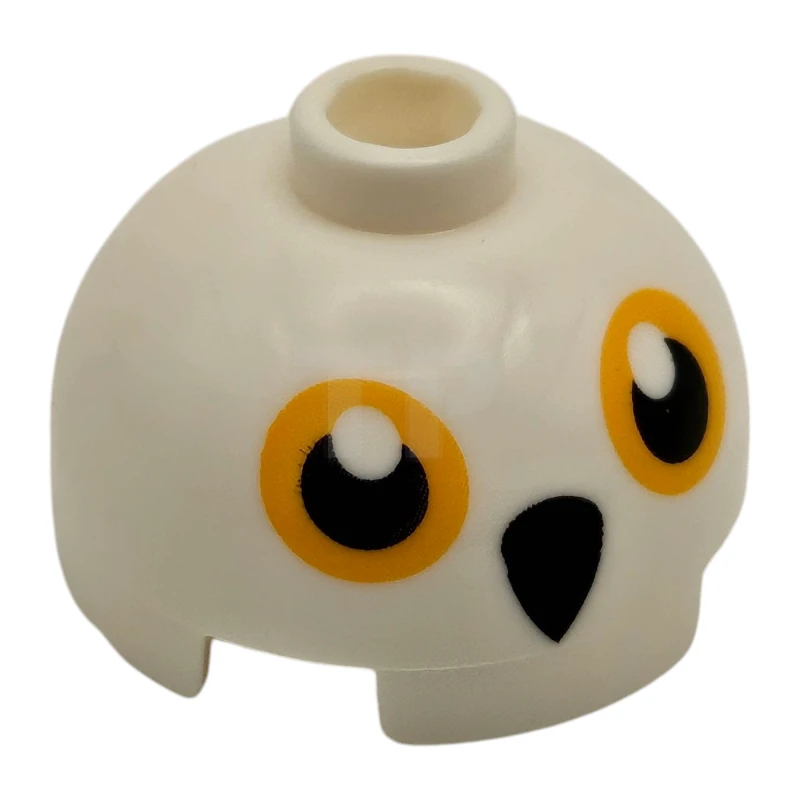 LEGO&reg; 553pb055 - 6523391 - Brick, Round 2 x 2 Dome Top with Bright Light Orange Round Eyes and Black Owl Beak Pattern (HP Hedwig Head)